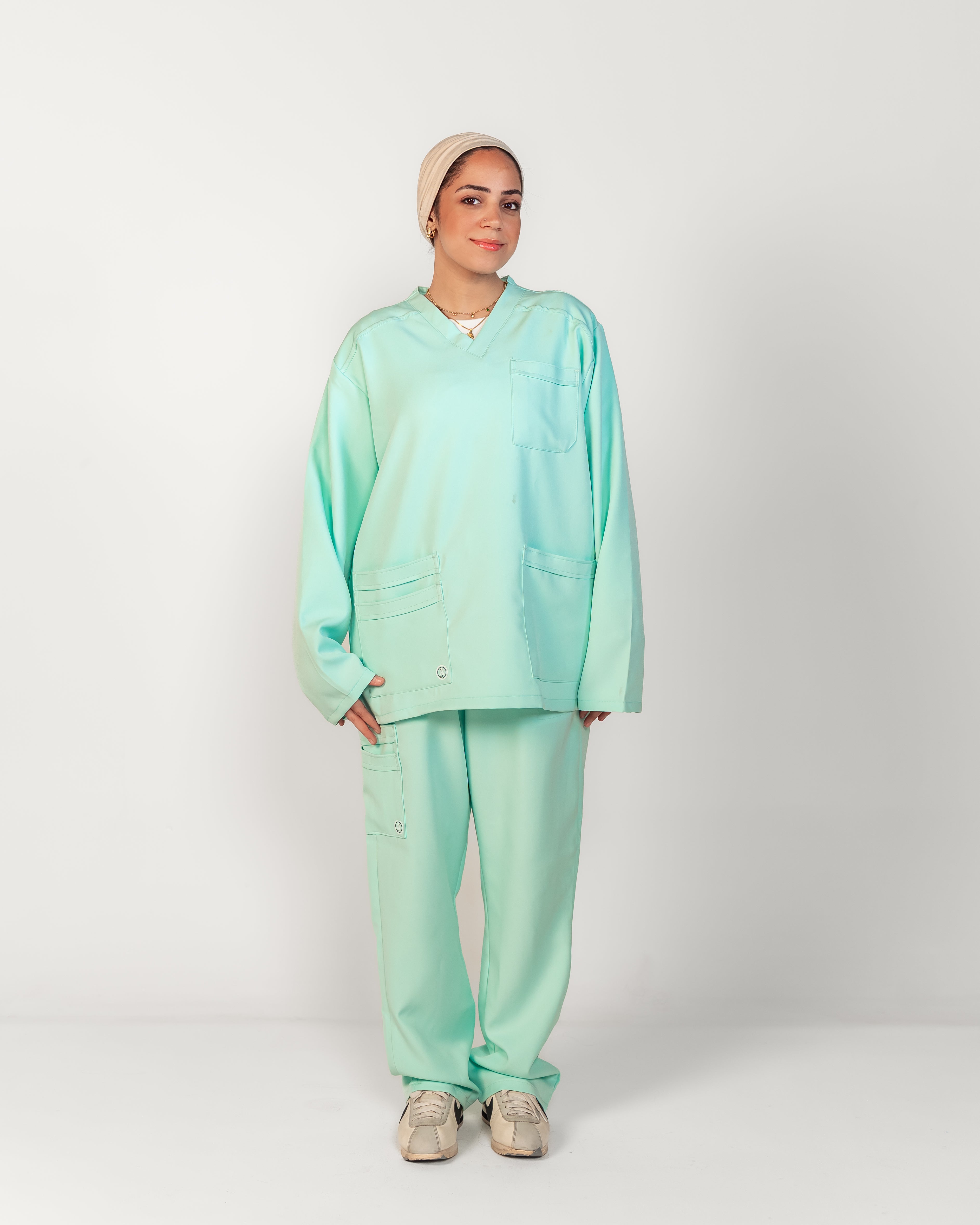 The Full-Sleeve V-Neck Scrub Set