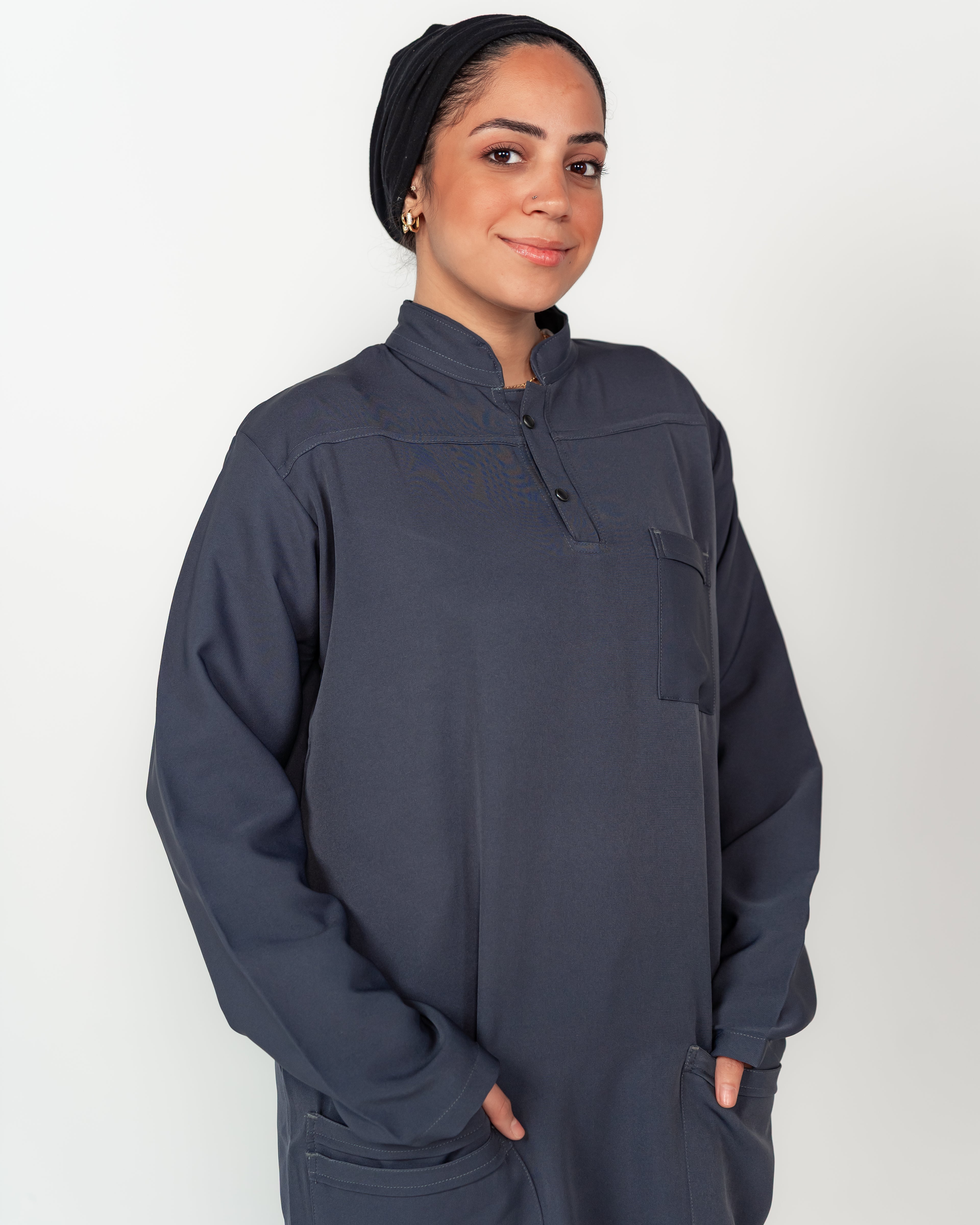 Women's Long Half-Collar Scrub Set