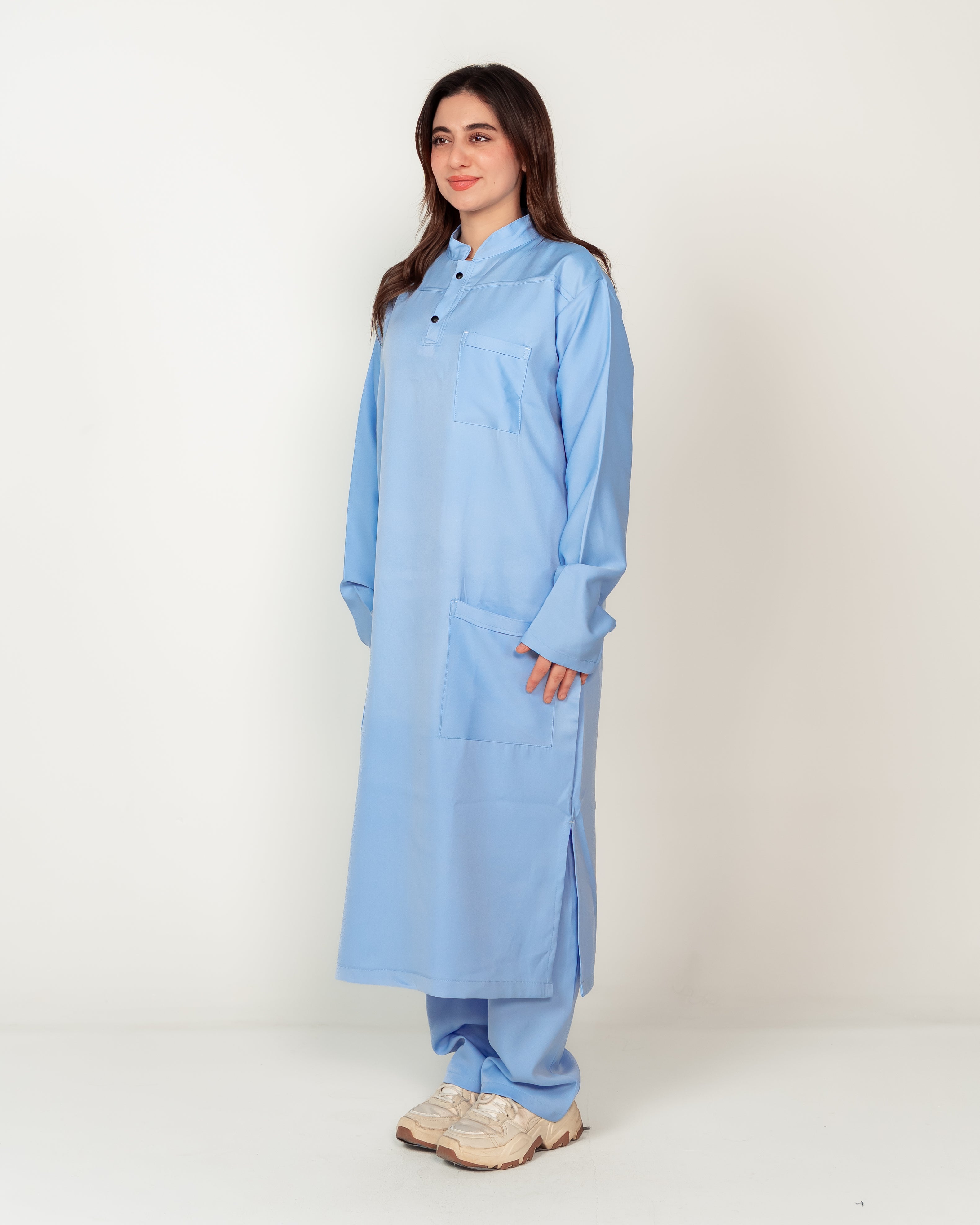 Women's Long Half-Collar Scrub Set