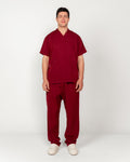 Men's V-Neck Half-Collar Scrub Set