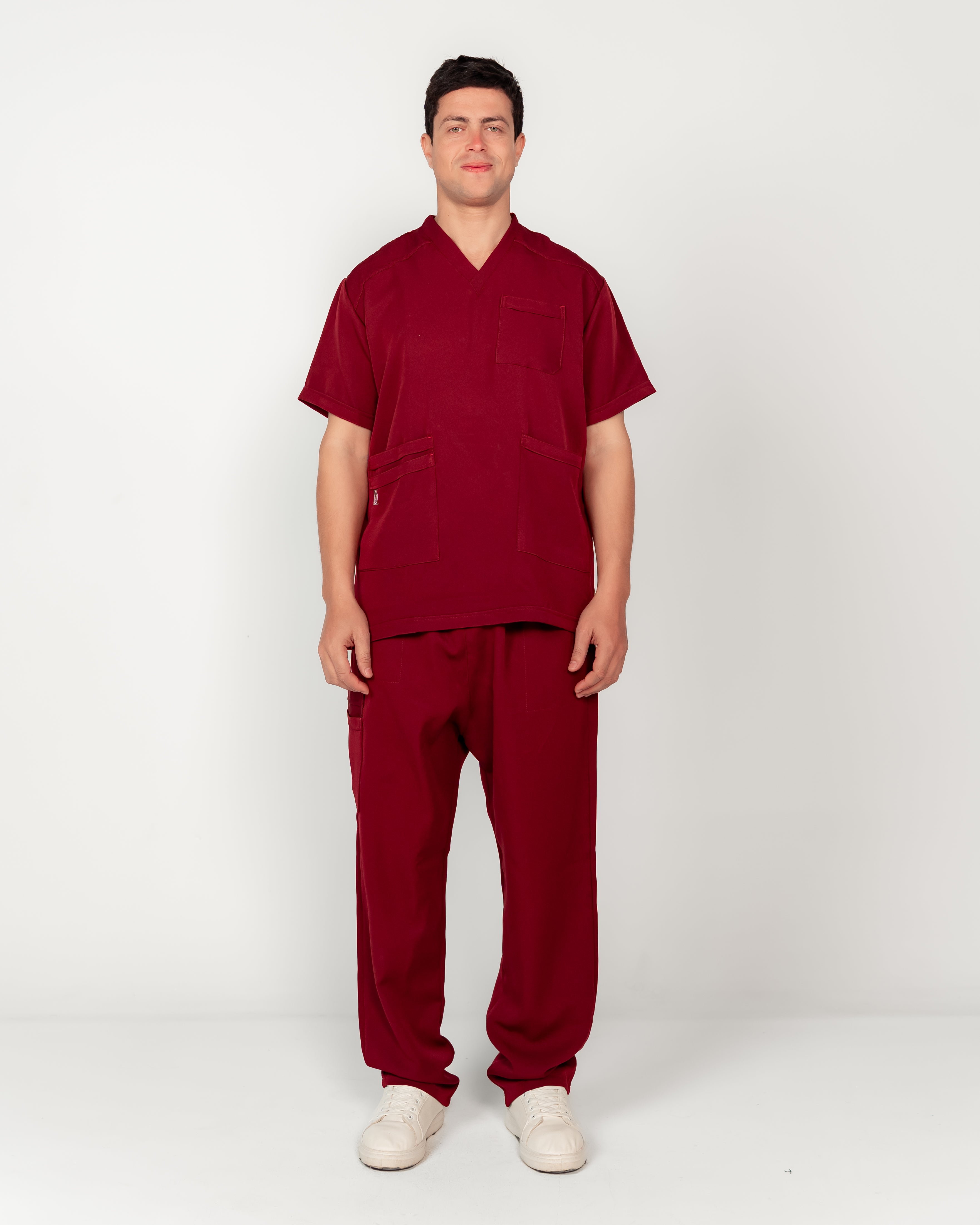 Men's V-Neck Half-Collar Scrub Set