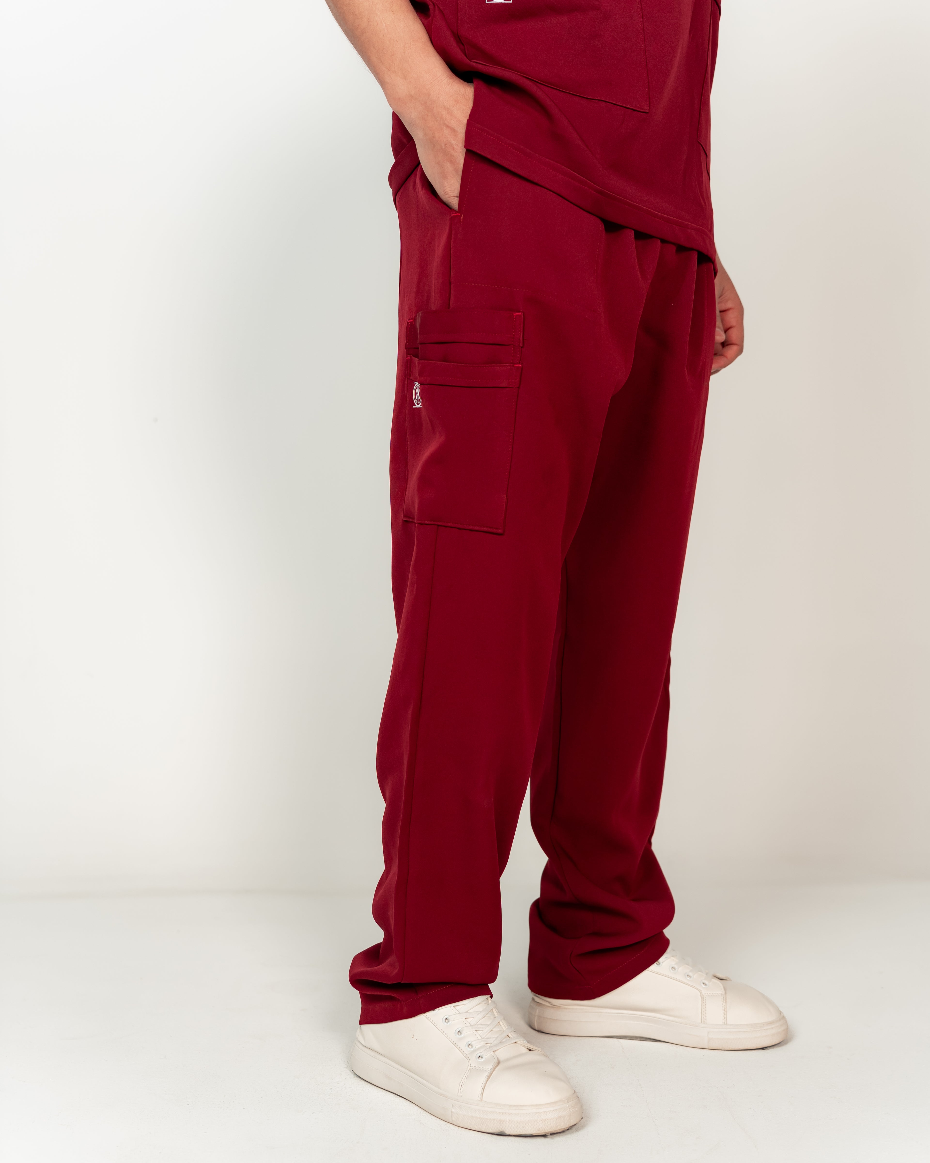 Men's V-Neck Half-Collar Scrub Set