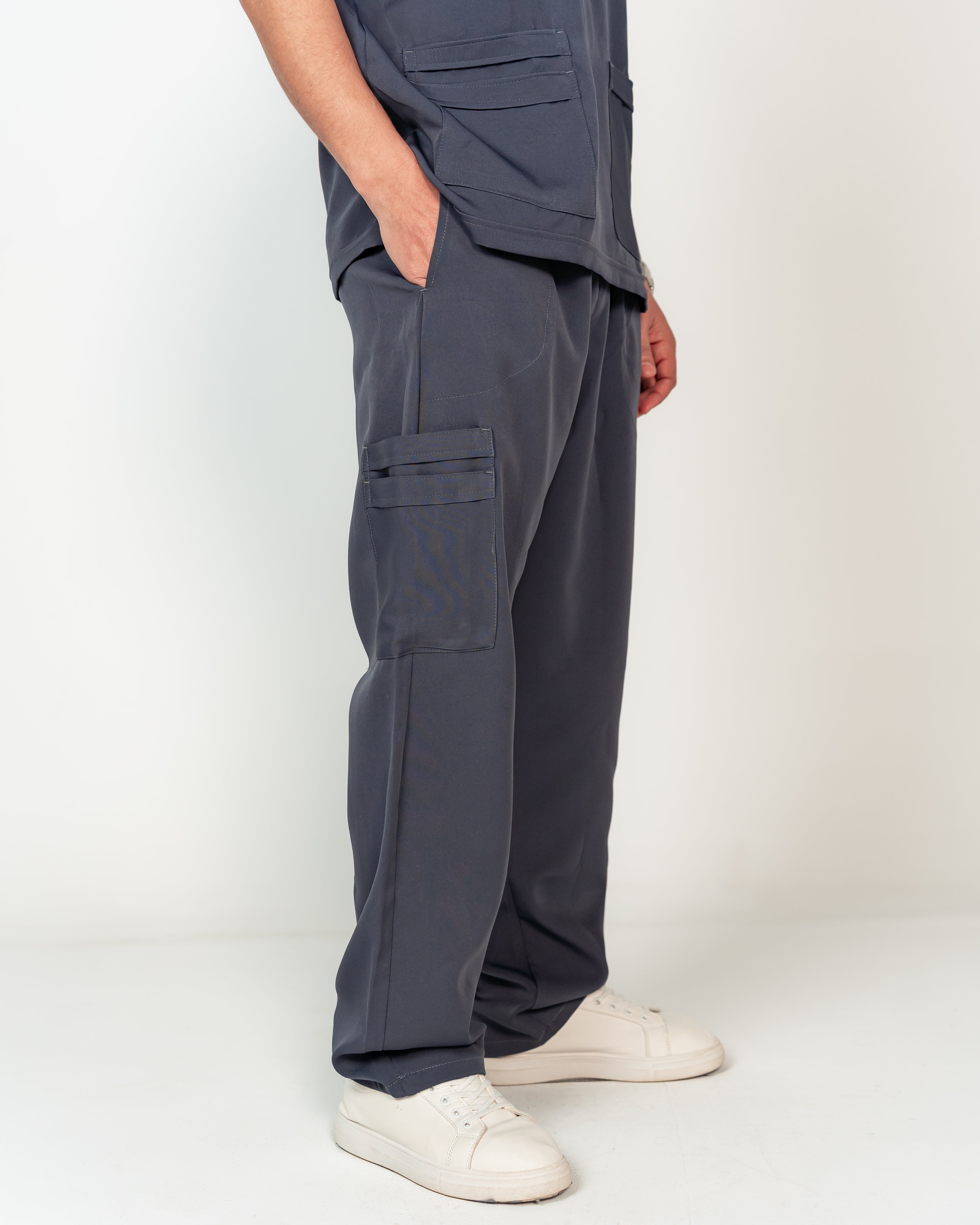 Men's V-Neck Half-Collar Scrub Set