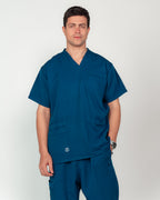 Men's V-Neck Half-Collar Scrub Set