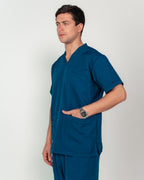 Men's V-Neck Half-Collar Scrub Set