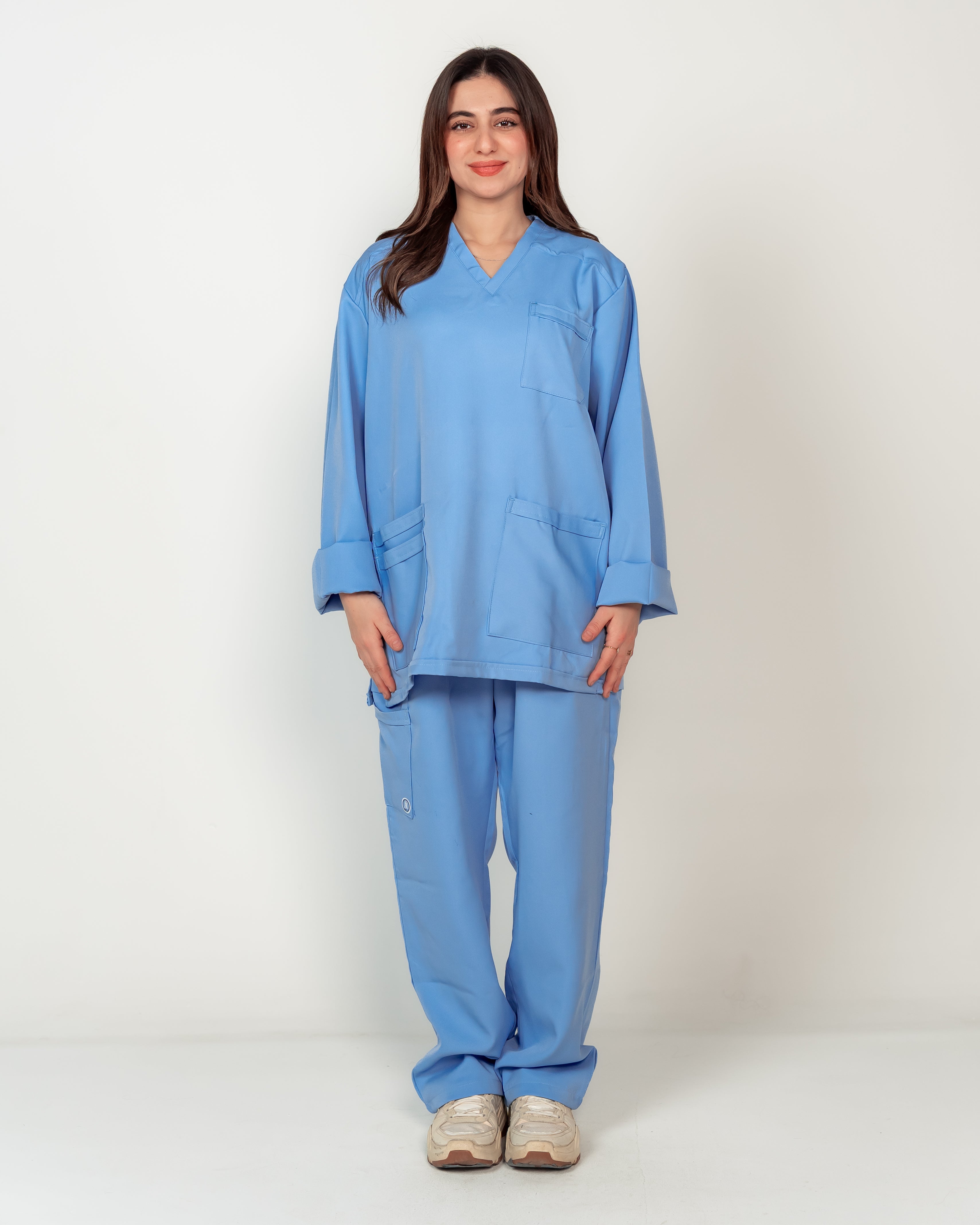 The Full-Sleeve V-Neck Scrub Set
