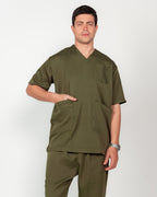 Men's V-Neck Half-Collar Scrub Set