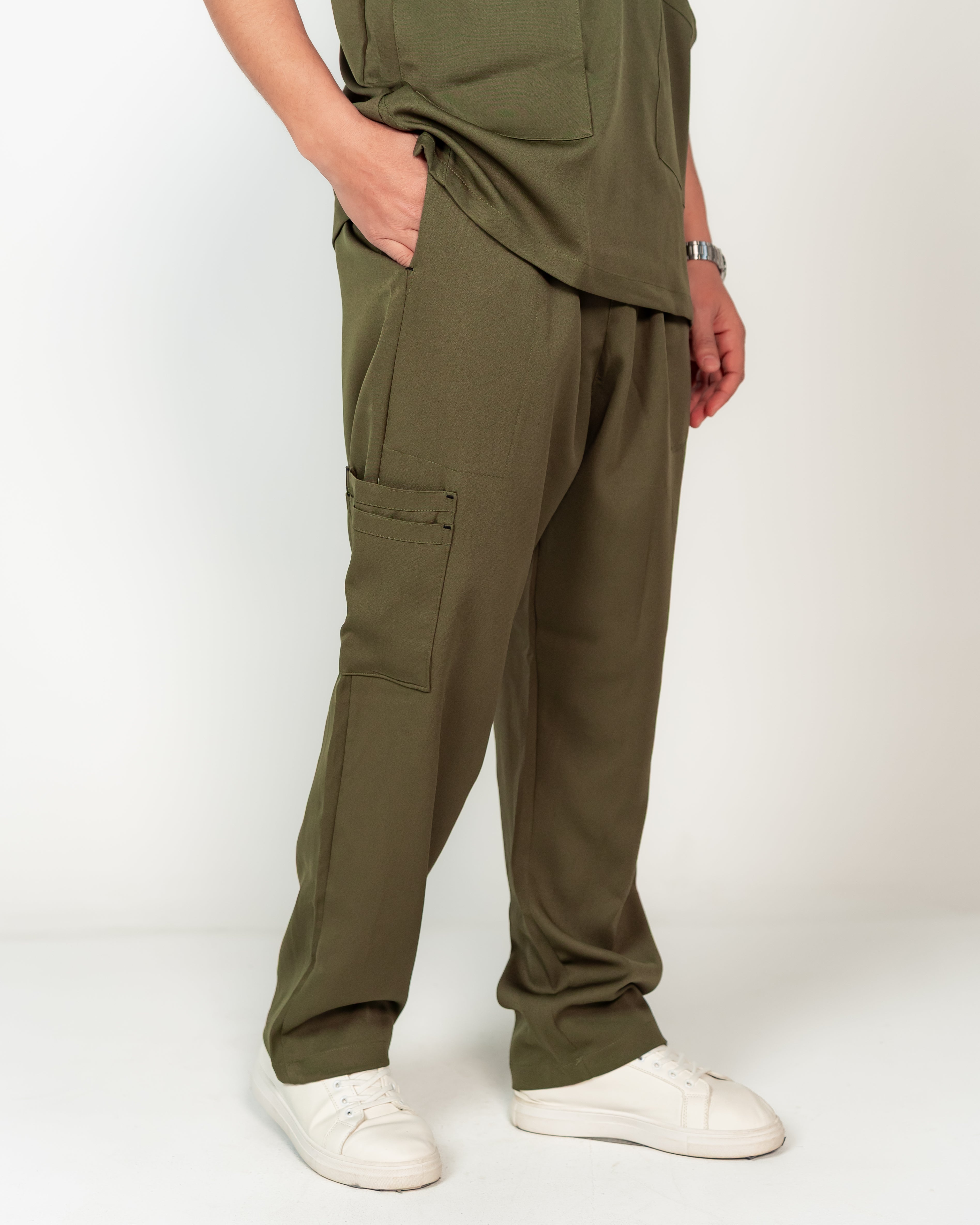 Men's V-Neck Half-Collar Scrub Set