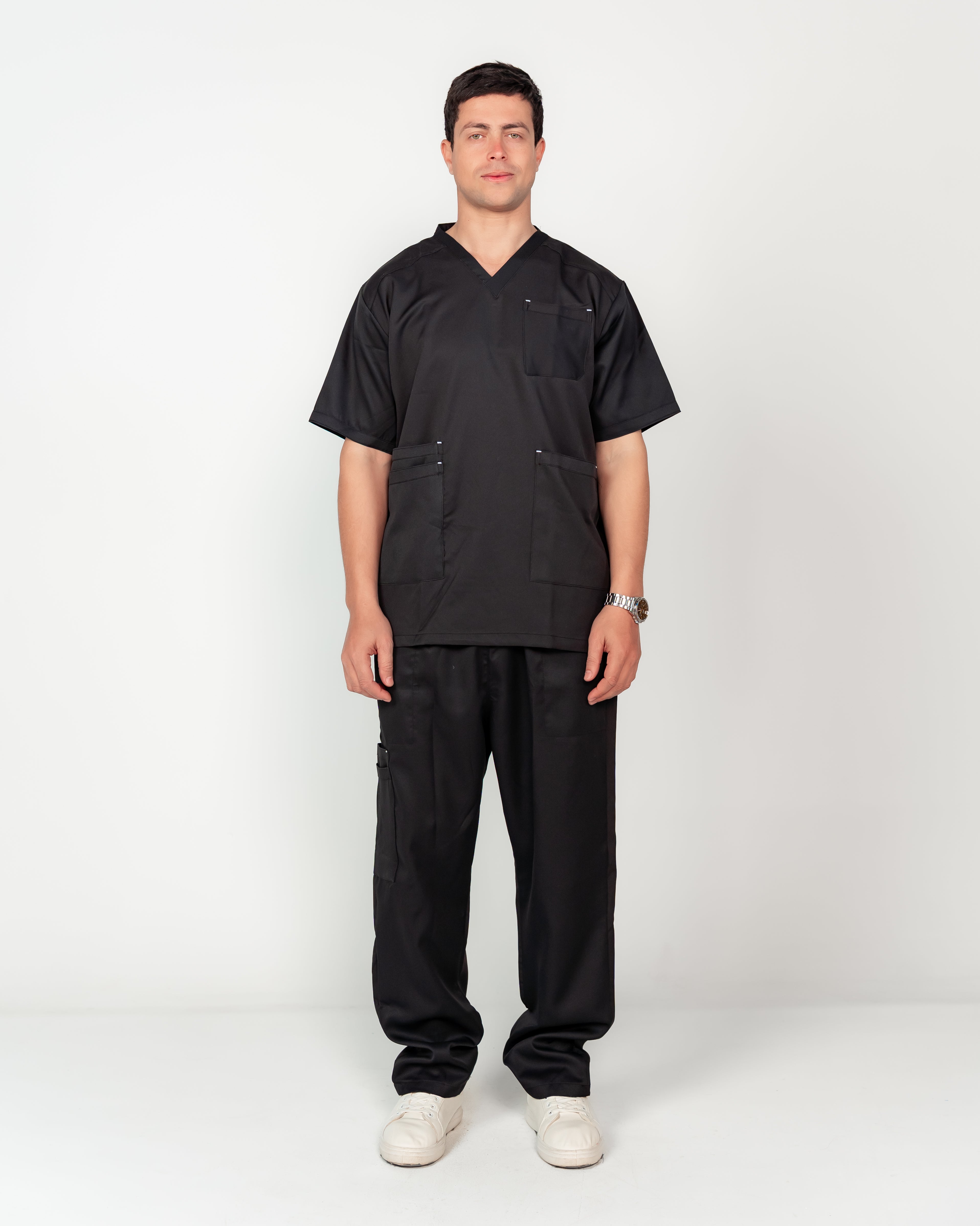 Men's V-Neck Half-Collar Scrub Set