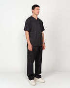 Men's V-Neck Half-Collar Scrub Set