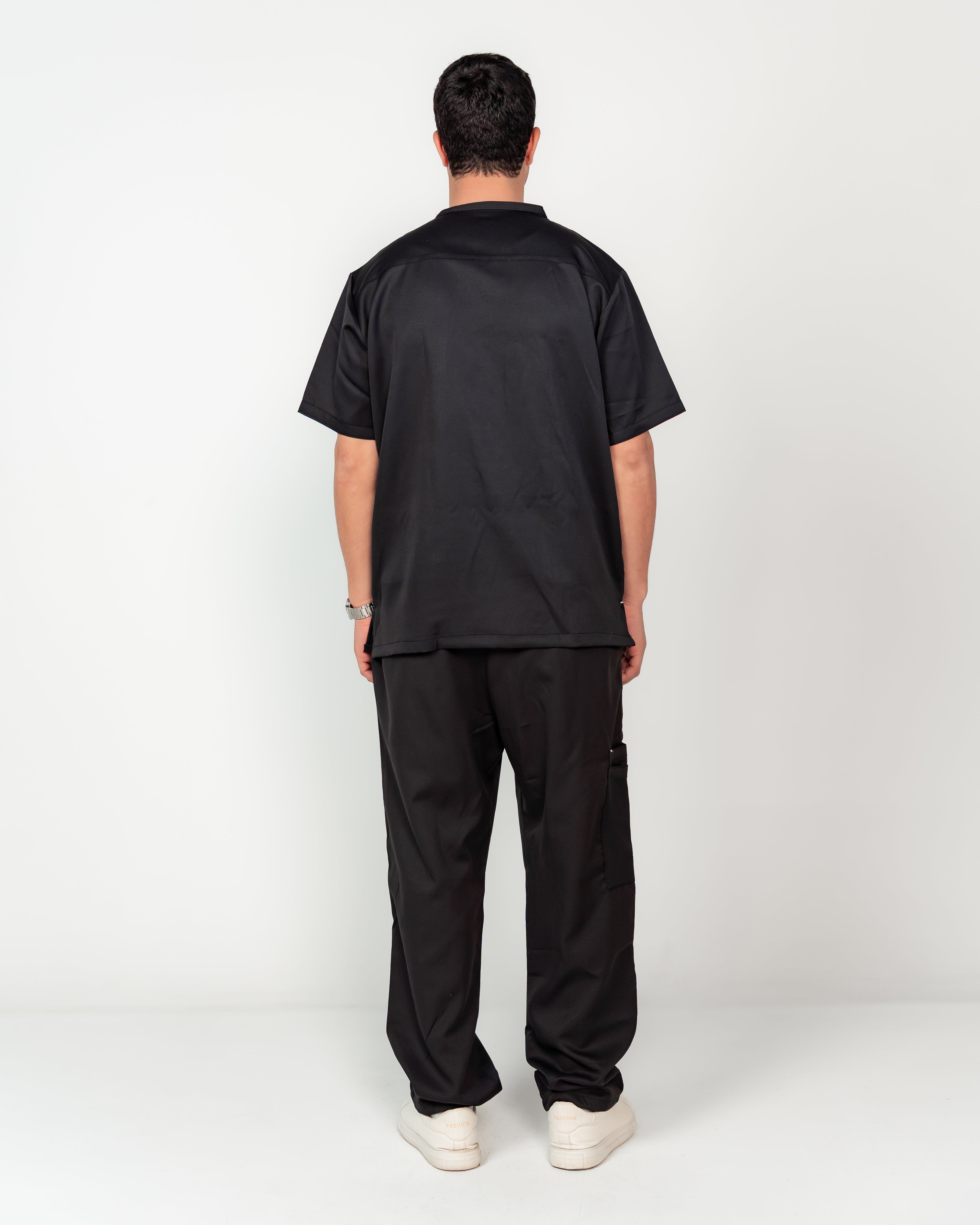Men's V-Neck Half-Collar Scrub Set