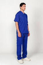 Men's V-Neck Half-Collar Scrub Set