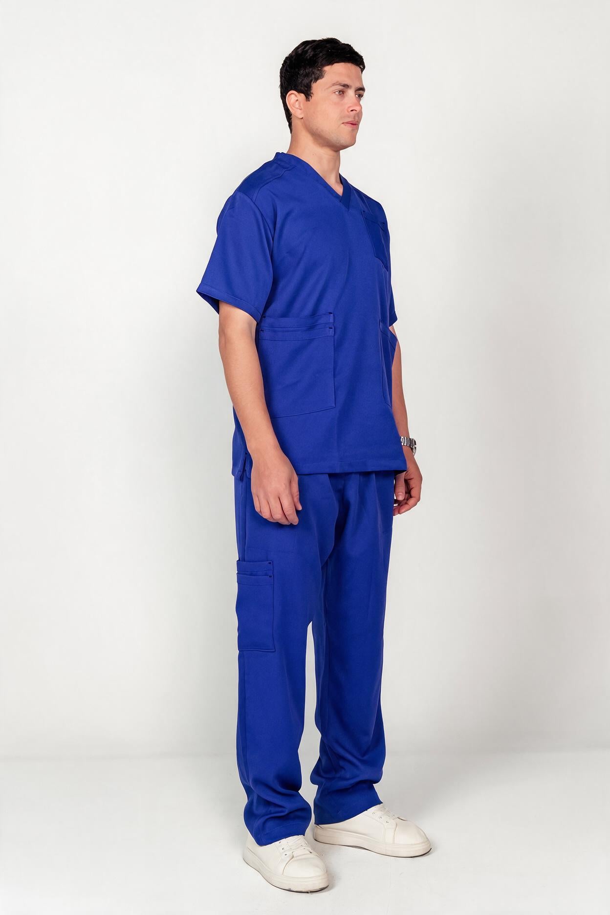 Men's V-Neck Half-Collar Scrub Set