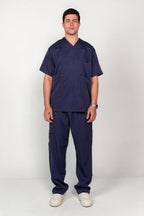 Men's V-Neck Half-Collar Scrub Set
