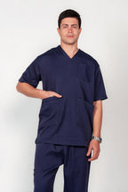 Men's V-Neck Half-Collar Scrub Set