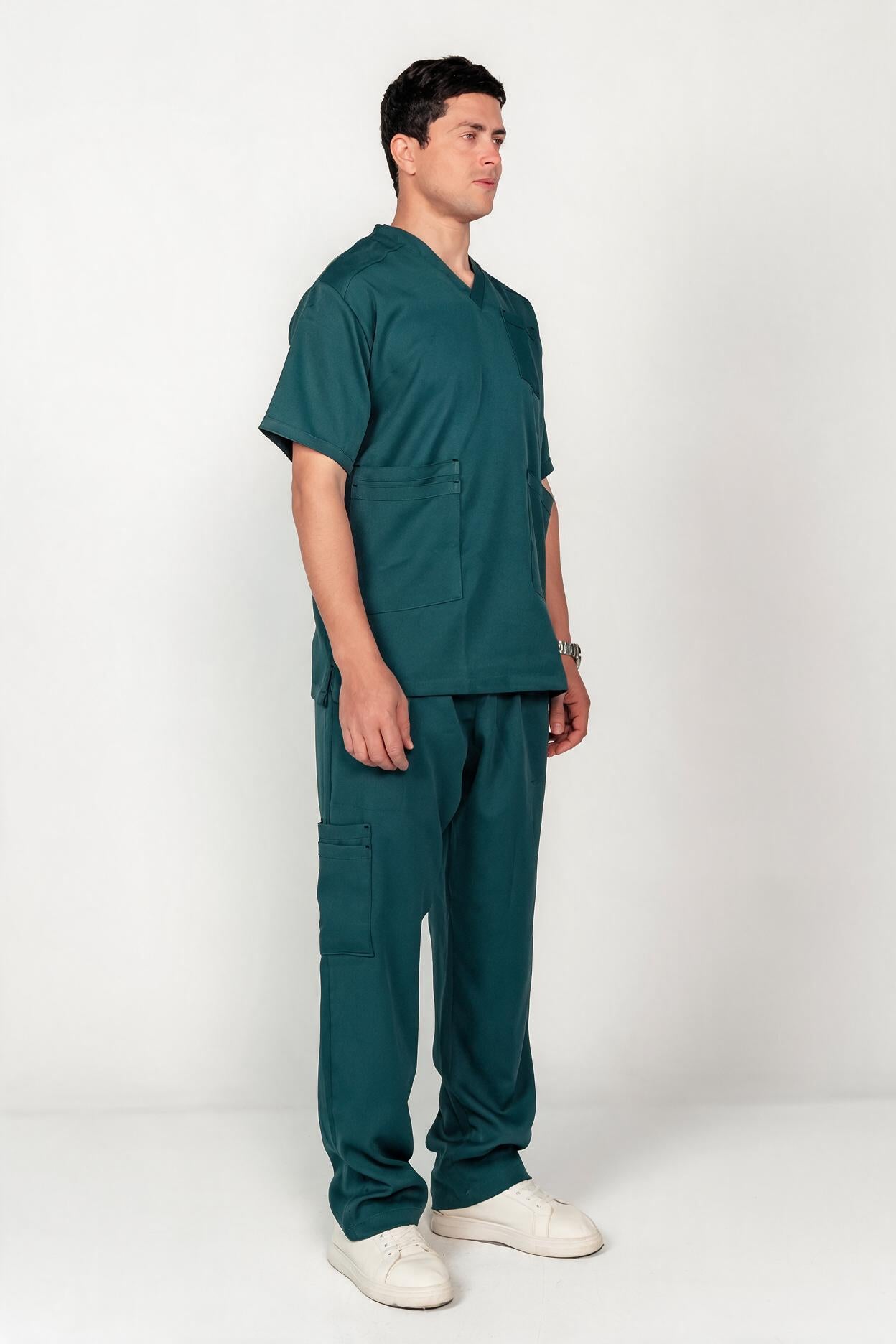Men's V-Neck Half-Collar Scrub Set