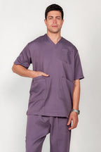 Men's V-Neck Half-Collar Scrub Set